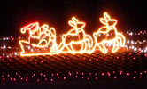 The roof shapes - a big sleigh with reindeer, stars, and bells
